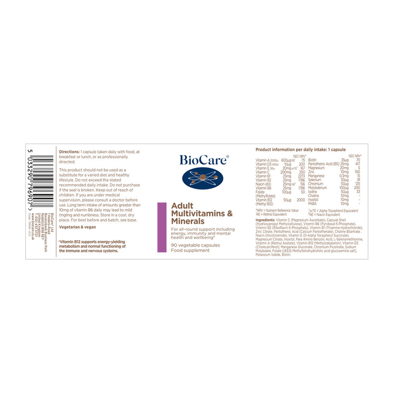 BioCare Adult Multivitamins & Minerals - 90 Capsules