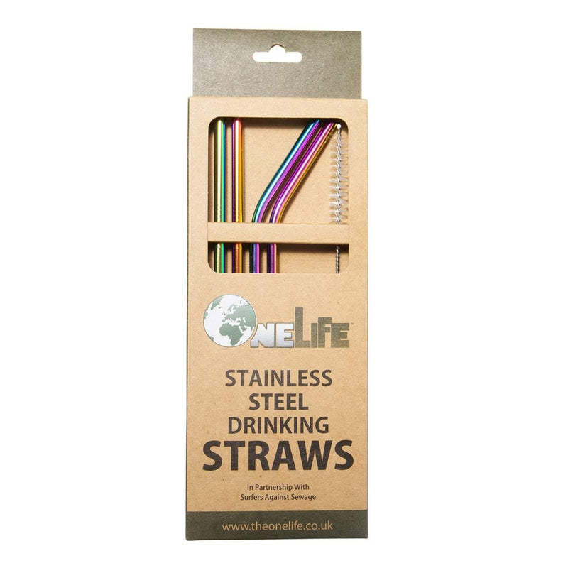 OneLife Rainbow 5-Pack Metal Straws