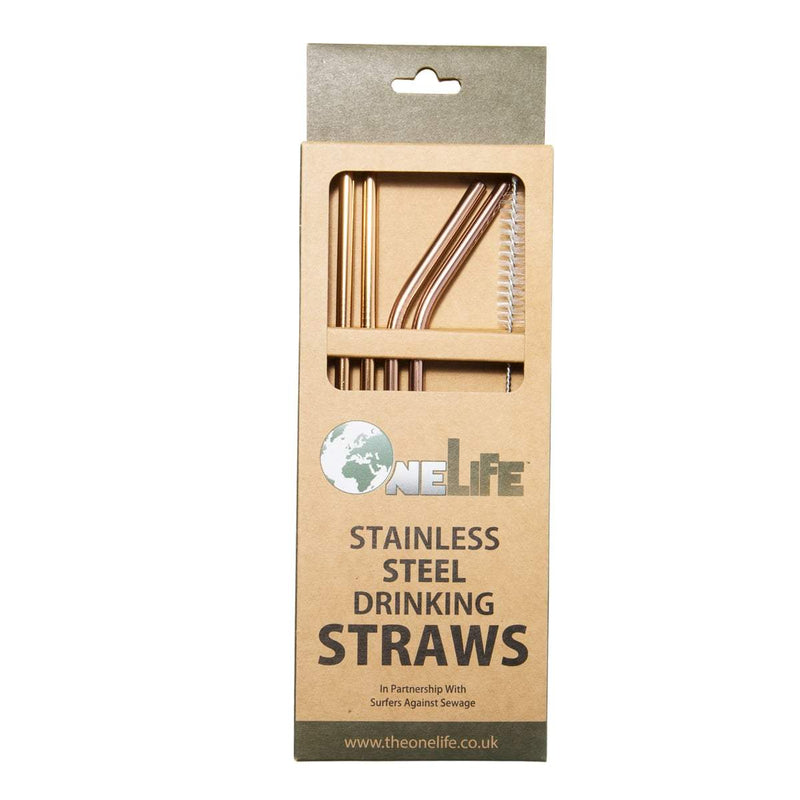 OneLife Rose Gold 5-Pack Metal Straws