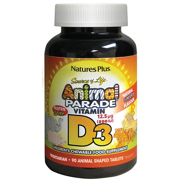 Natures Plus Animal Parade® Vitamin D3 500 IU Childrens (Black Cherry), 90 Chewable Tablets