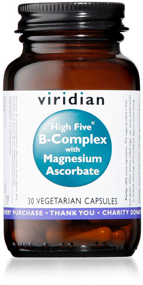 Viridian HIGH FIVE B-Complex w/ Mag Ascorbate, 30 Veg Capsules