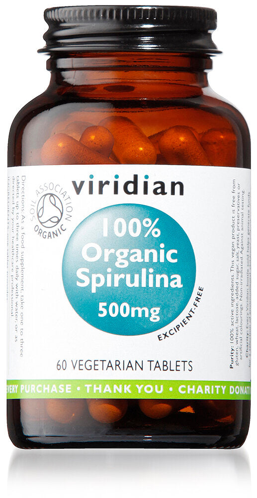 Viridian Organic Spirulina 500mg - 60 Tablets (excipient-free tablets)