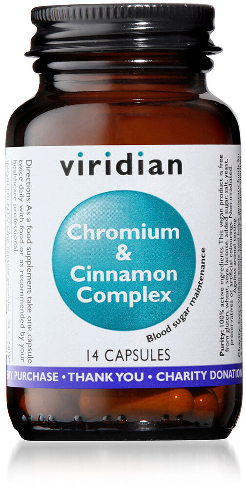 Viridian Chromium & Cinnamon Complex, 14 Veg Capsules  (7 Day Sugar Detox Plan)