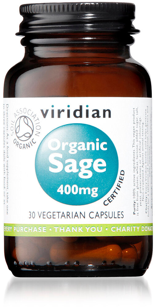 Viridian Organic Sage 400mg, 30 Veg Capsules
