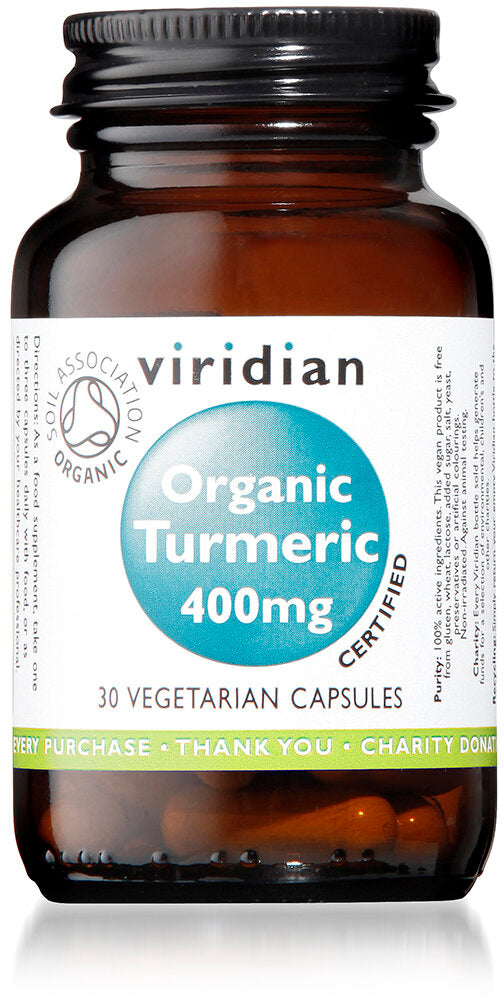 Viridian Organic Turmeric 400mg, 30 Veg Capsules