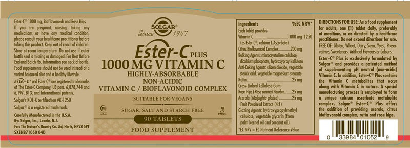 Solgar Ester C Plus - 1000mg - 90 Tablets