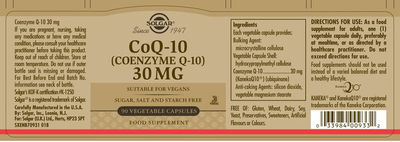 Solgar CoQ10 - 30mg - 90 Capsules