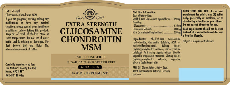 Solgar Glucosamine, Chondroitin MSM - 60 Tablets